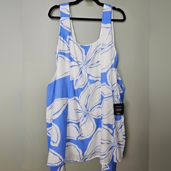 Lulus Deeply Sweet Blue and White Floral Tie-Back Shift Mini Dress, Size XL - Picture 9 of 11